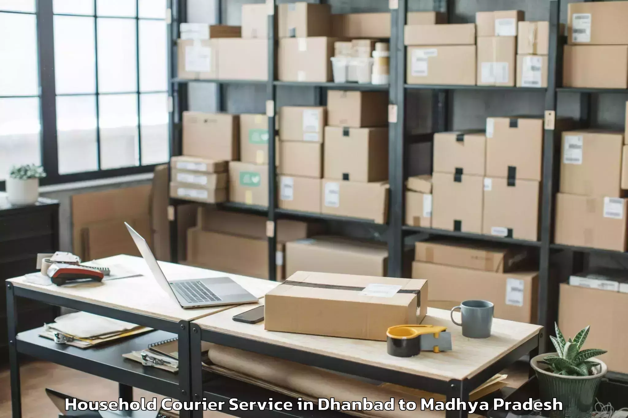 Easy Dhanbad to Dhamnod Household Courier Booking